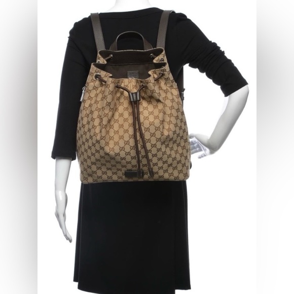 Gucci Tan and Brown Monogram Backpack main image 8